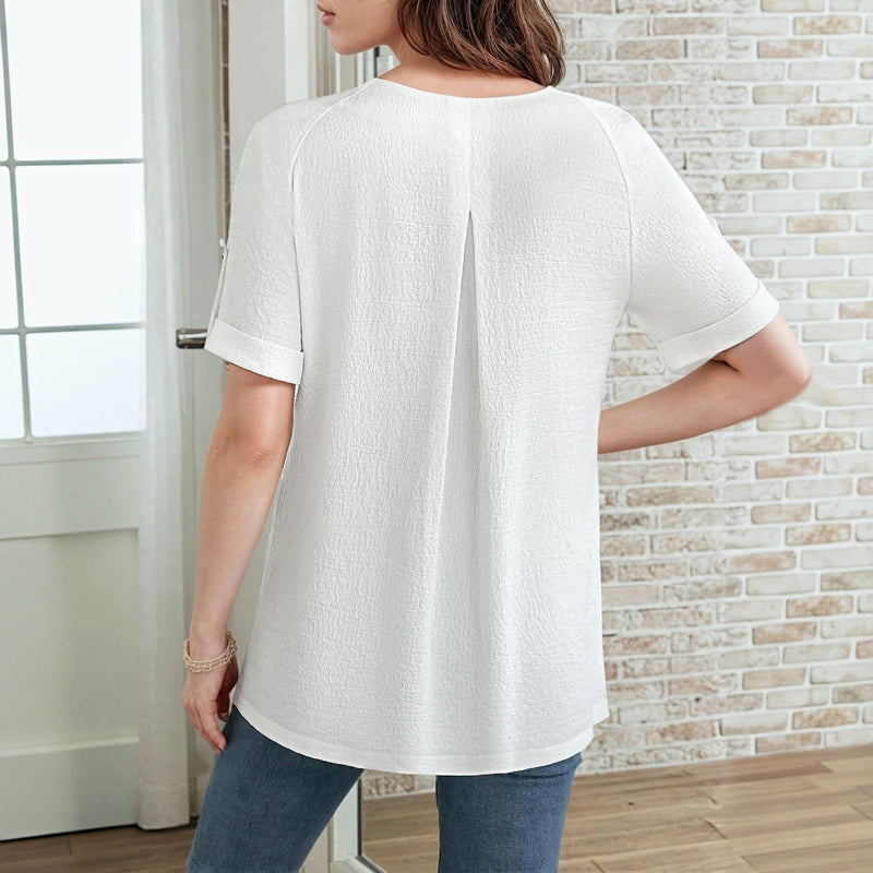 Blouse Décontractée De Couleur Unie