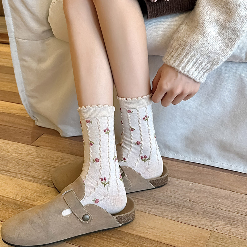 Chaussettes Fleuries Décontractées