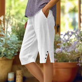 【Coton Et Lin】Pantalon Décontracté De Couleur Unie