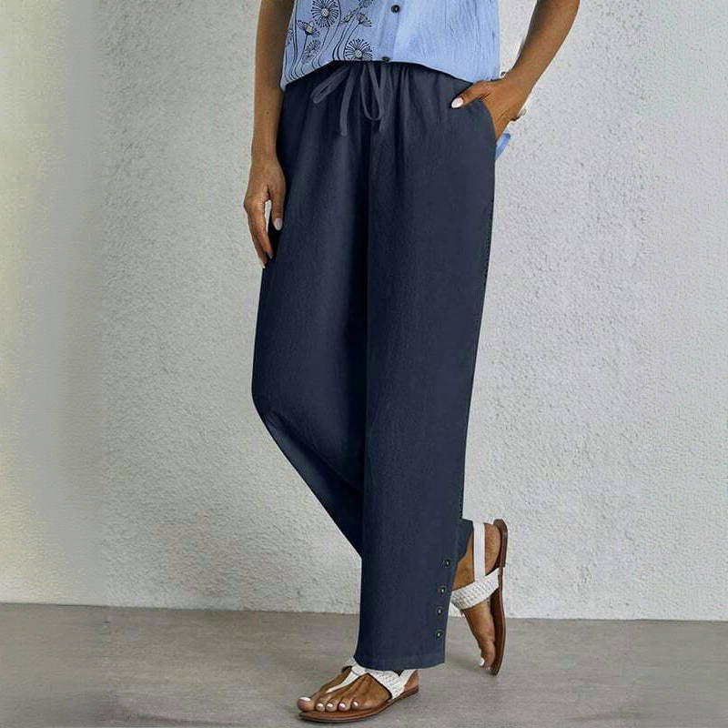 【Coton Et Lin】Pantalon Décontracté Confortable