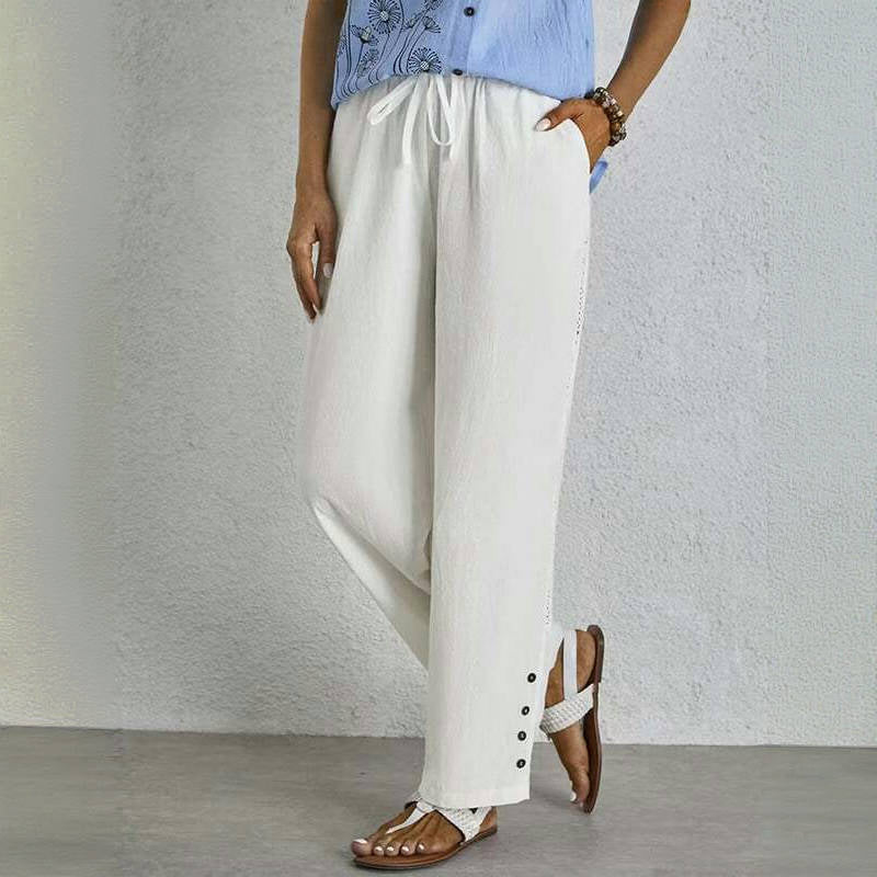 【Coton Et Lin】Pantalon Décontracté Confortable