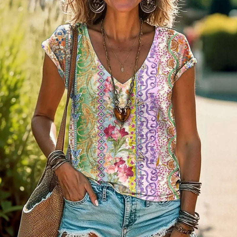 T-Shirt À Imprimé Floral Vintage