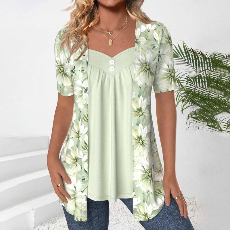 Blouse Élégante À Imprimé Floral