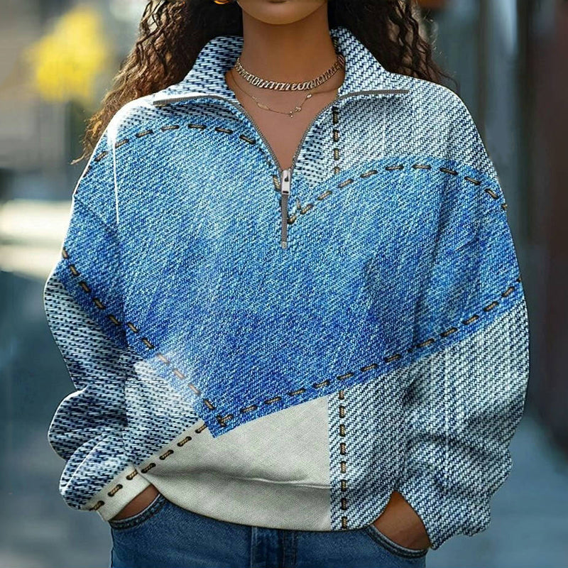 Sweat-Shirt À Blocs De Couleurs Vintage