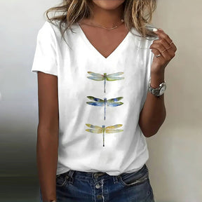 T-Shirt Décontracté Imprimé Libellule