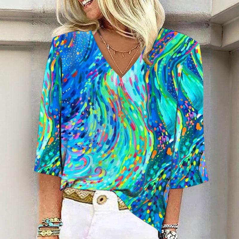 Blouse À Imprimé Abstrait Coloré