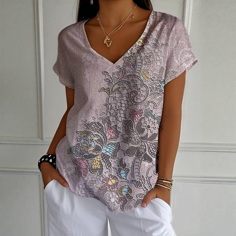 T-Shirt À Imprimé Floral Vintage