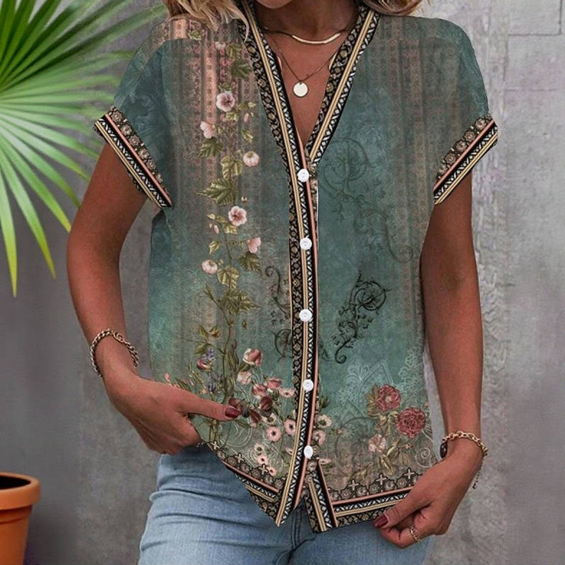 Chemisier À Imprimé Floral Vintage