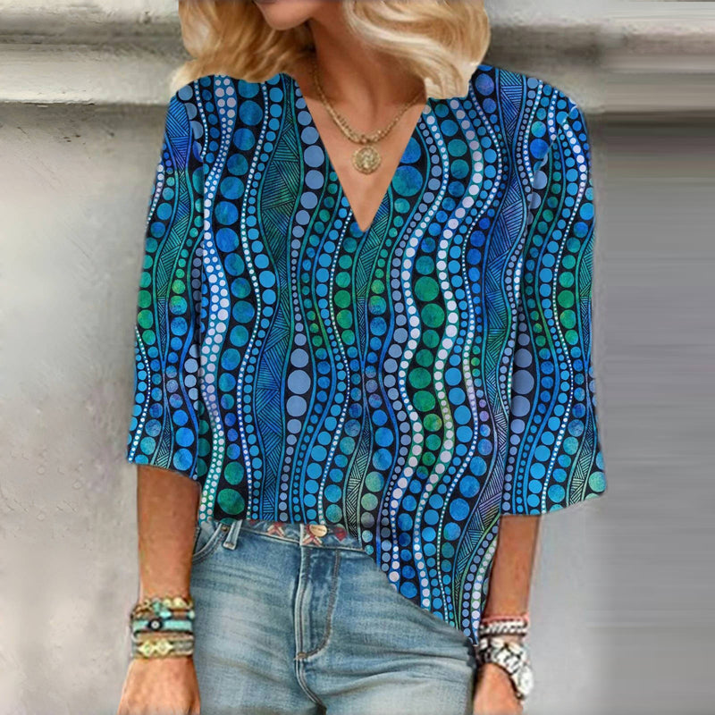 Blouse À Pois Abstrait Vintage