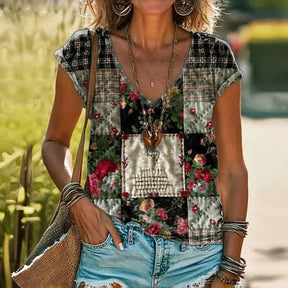 T-Shirt À Imprimé Floral Vintage