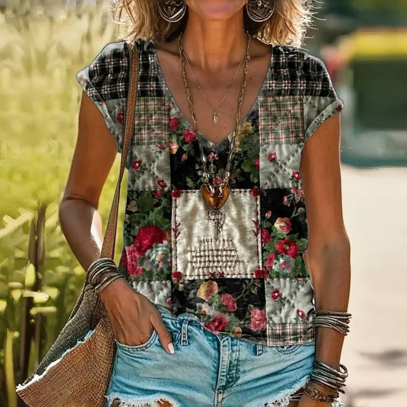 T-Shirt À Imprimé Floral Vintage