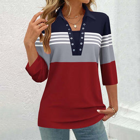 Blouse Rayée À Blocs De Couleurs