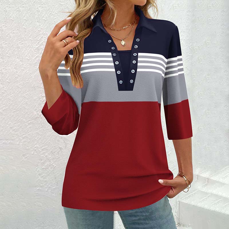 Blouse Rayée À Blocs De Couleurs