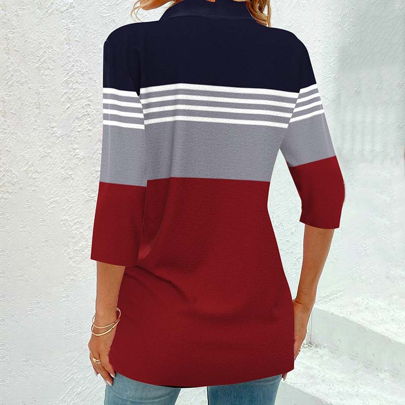 Blouse Rayée À Blocs De Couleurs