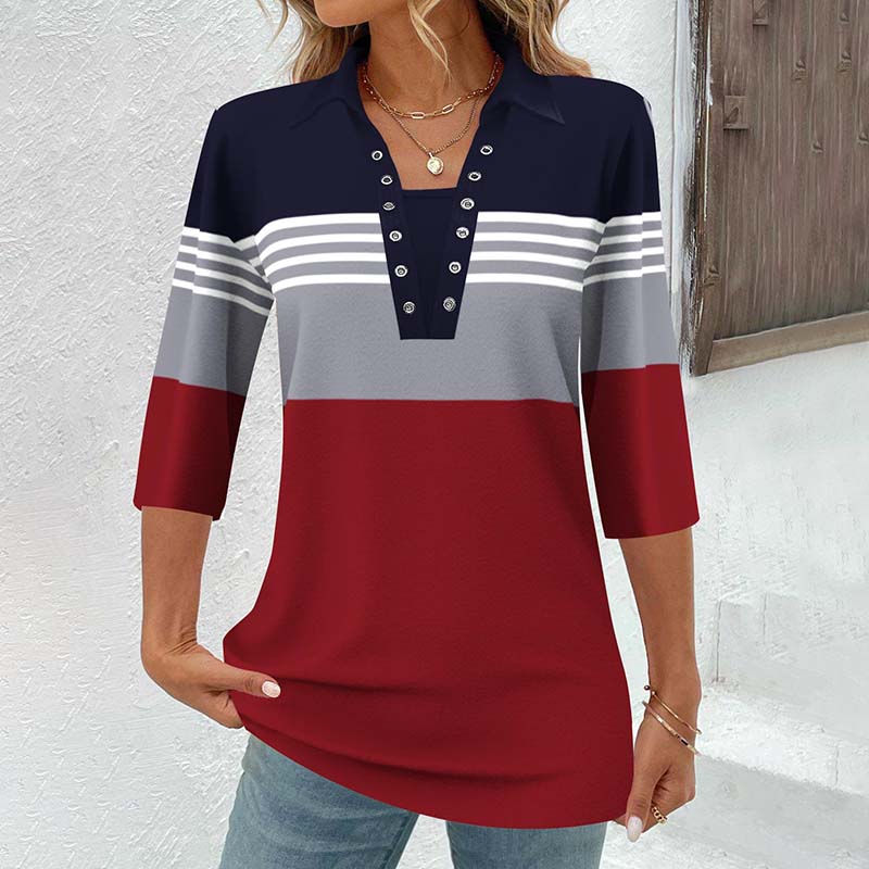Blouse Rayée À Blocs De Couleurs