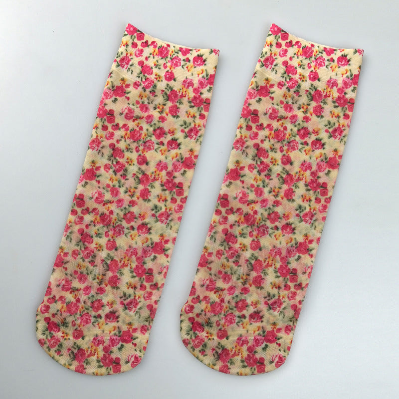 Chaussettes Respirantes À Fleurs