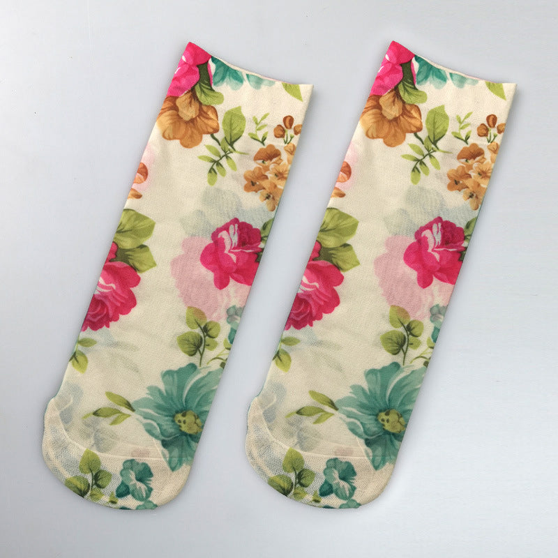 Chaussettes Respirantes À Fleurs