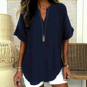 Blouse Élégante De Couleur Unie