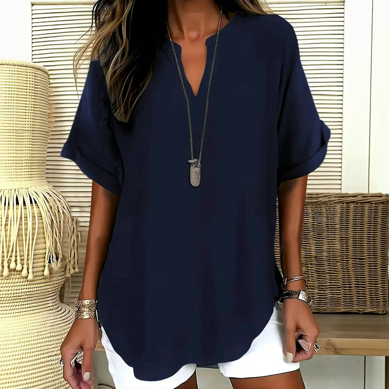 Blouse Élégante De Couleur Unie