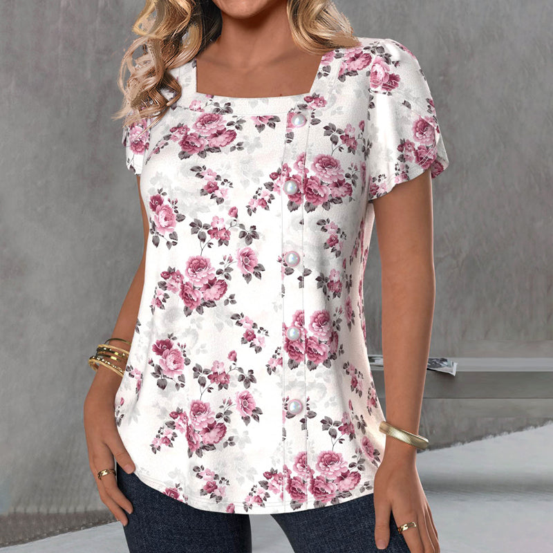Blouse Élégante À Imprimé Floral