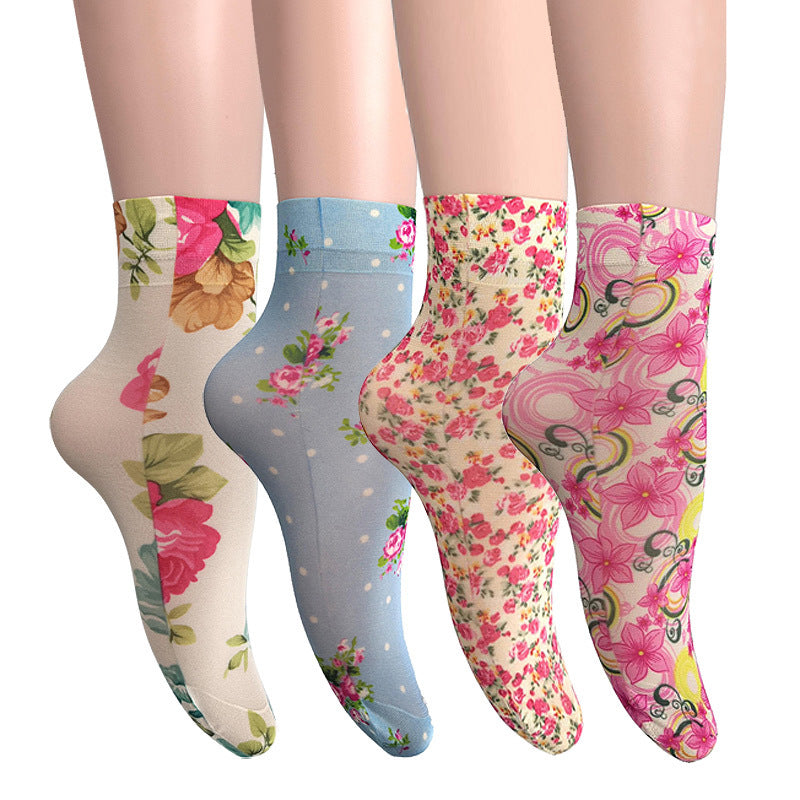 Chaussettes Respirantes À Fleurs