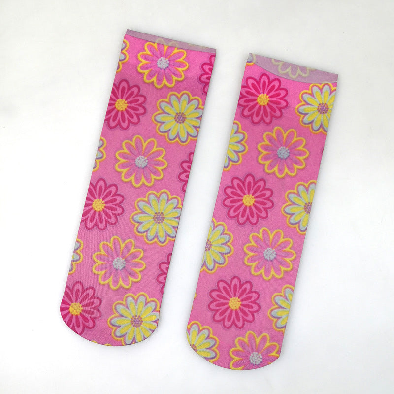 Chaussettes Respirantes À Fleurs
