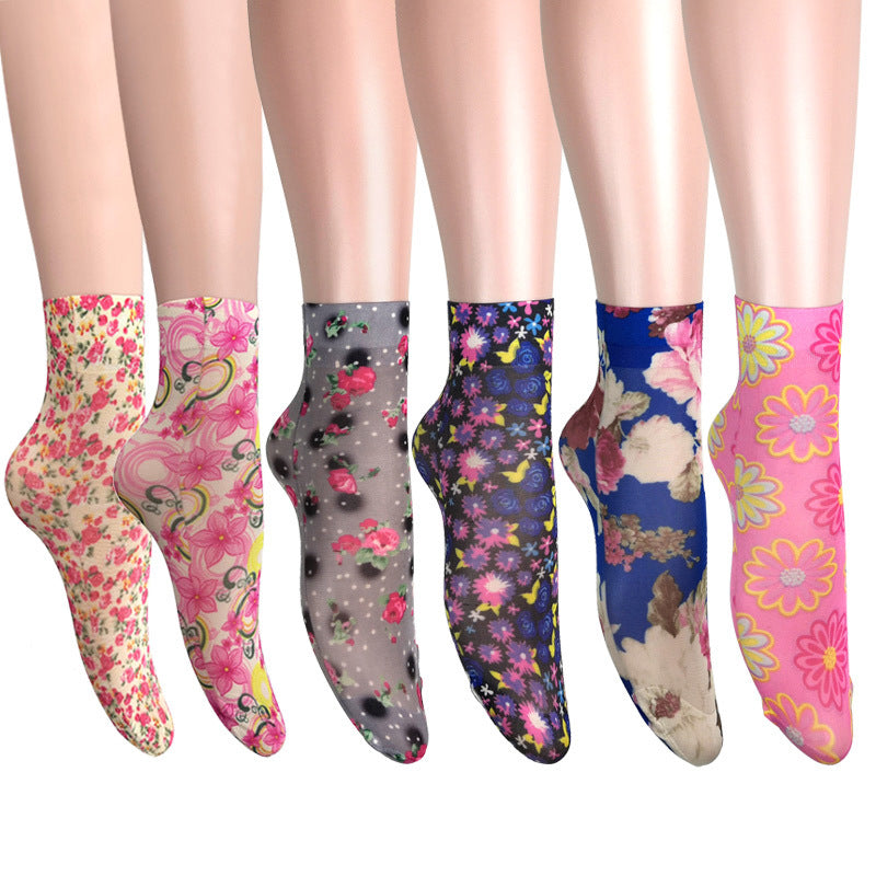 Chaussettes Respirantes À Fleurs