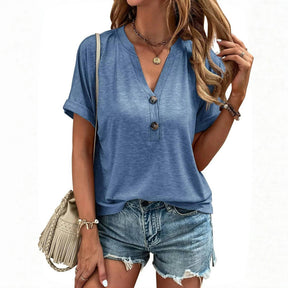 Blouse Décontractée De Couleur Unie