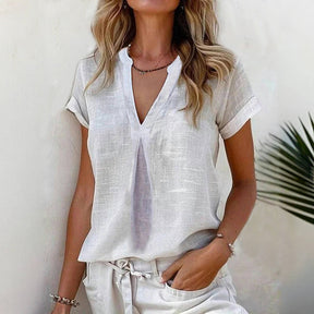 Blouse Décontractée De Couleur Unie