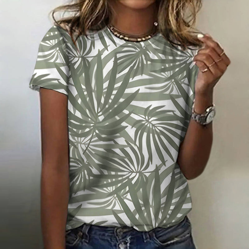 T-Shirt À Imprimé Feuilles Vintage