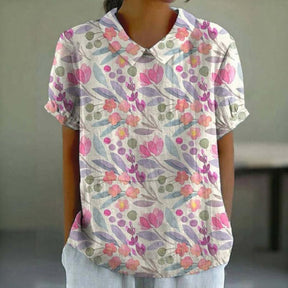 Blouse Décontractée À Imprimé Floral