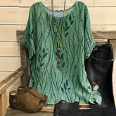 Blouse À Imprimé Feuilles Vintage