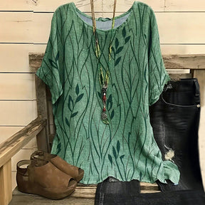 Blouse À Imprimé Feuilles Vintage