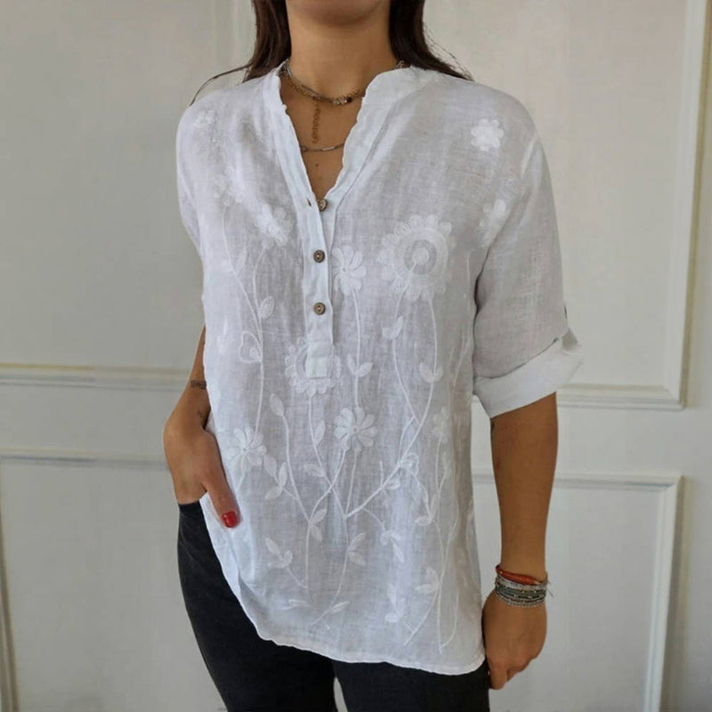 Blouse Décontractée À Imprimé Floral