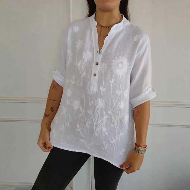 Blouse Décontractée À Imprimé Floral