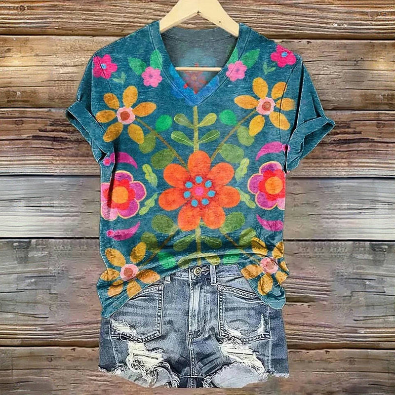 T-Shirt À Imprimé Floral Vintage
