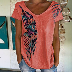 T-Shirt À Imprimé Feuilles Vintage