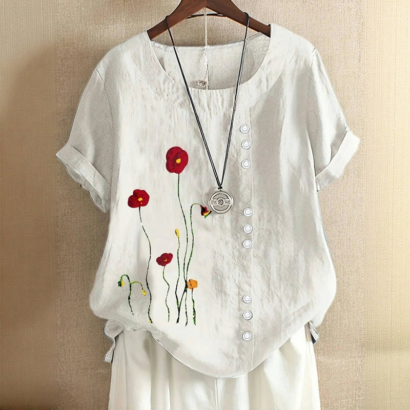 Blouse Décontractée À Imprimé Floral