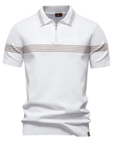 Camisa pólo com riscas
