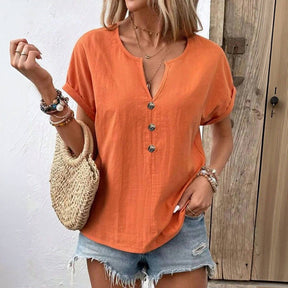Blouse Décontractée De Couleur Unie