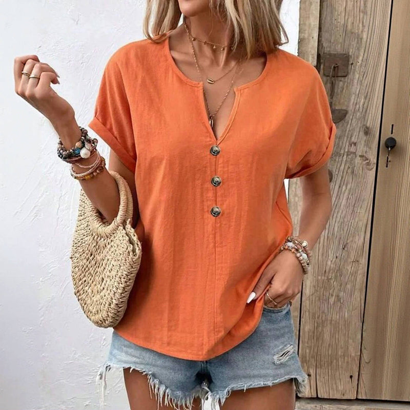 Blouse Décontractée De Couleur Unie