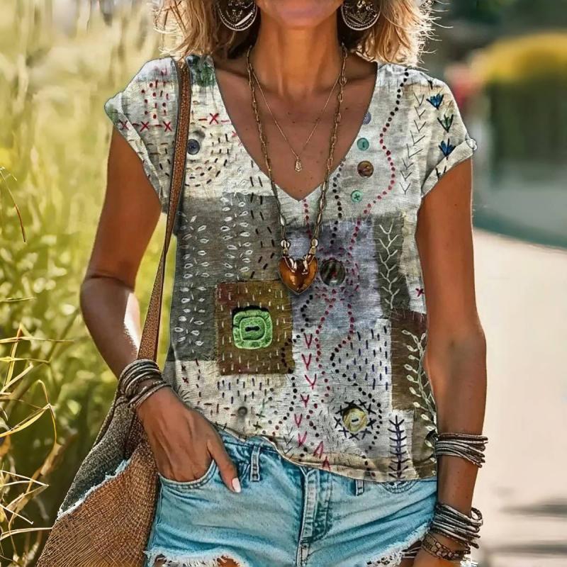 T-Shirt Imprimé Abstrait Vintage
