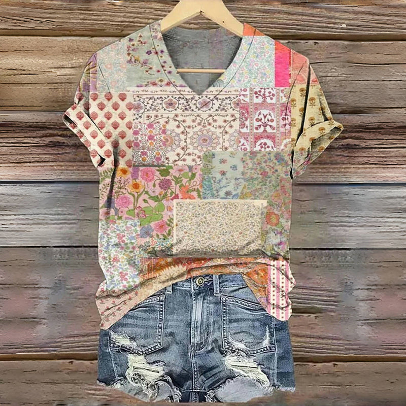 T-Shirt À Imprimé Floral Vintage