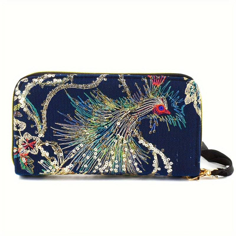 Sac Brodé Paon De Style Ethnique