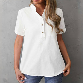 Blouse Décontractée De Couleur Unie