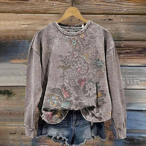 Sweat-Shirt Vintage À Imprimé Floral