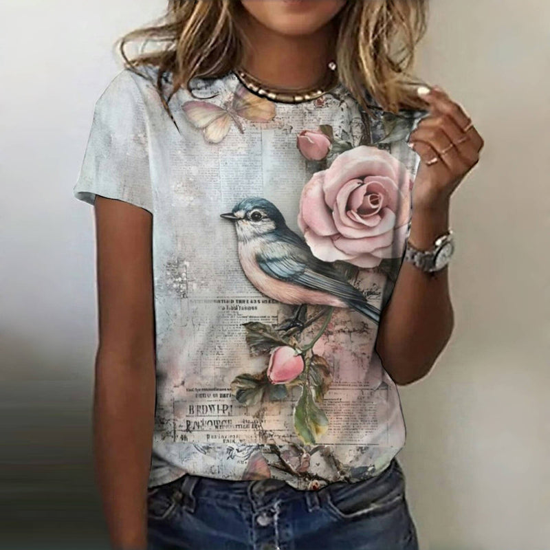 T-Shirt À Imprimé Floral Vintage