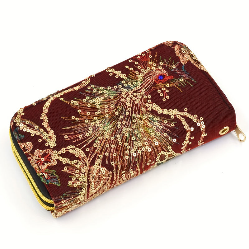 Sac Brodé Paon De Style Ethnique