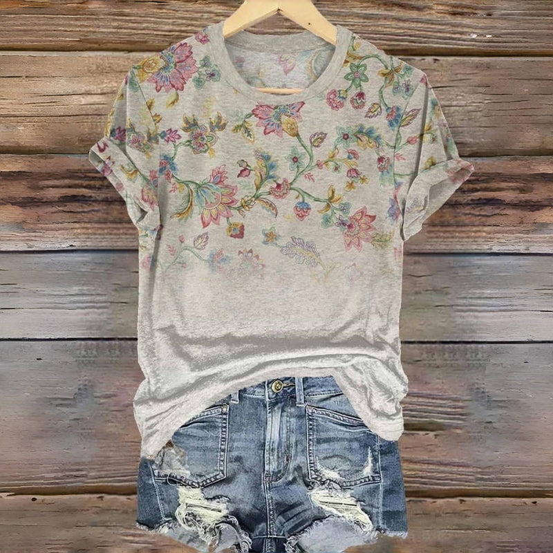 T-Shirt À Imprimé Floral Vintage