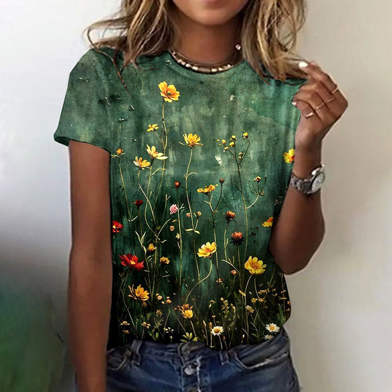 T-Shirt À Imprimé Floral Vintage